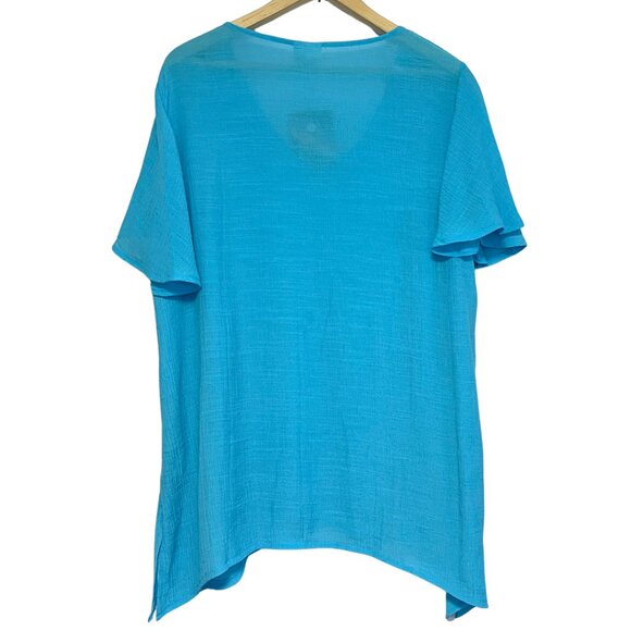 Avenue Mylah Tunic Top NWT Womens Size 16 Azure Blue Coastal Tiered Light Artsy - Picture 4 of 9